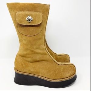 BC Vintage Suede Leather Platform Boots Unique